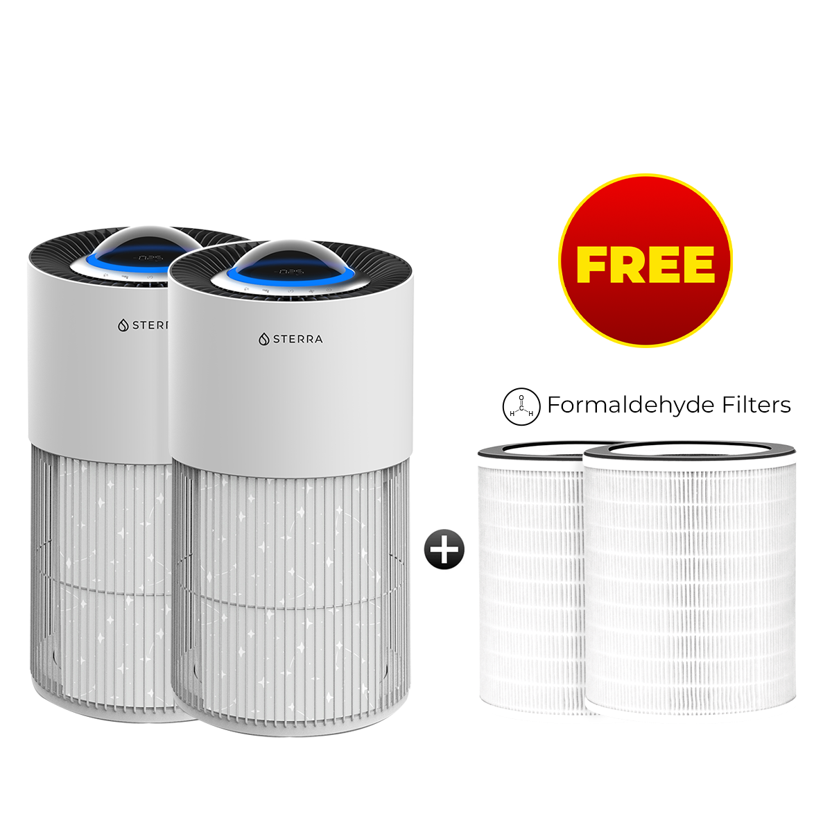 Sterra Breeze Pro™ True HEPA-14 Air Purifiers + Formaldehyde Filters Bundle