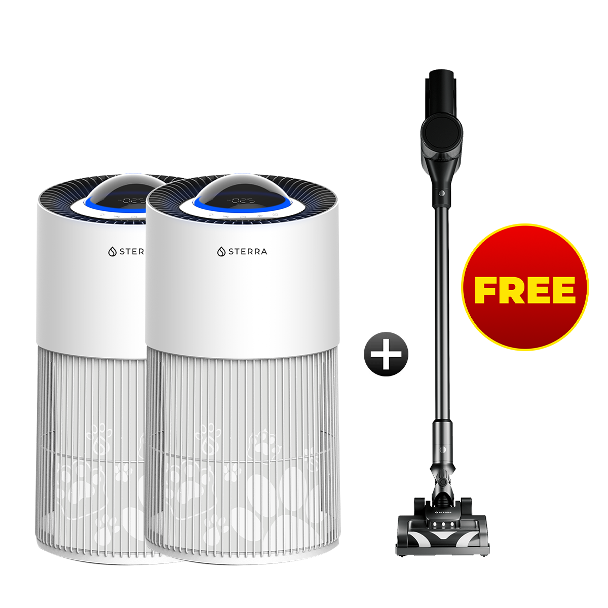 Buy 2 Get 1 FREE Exclusive Offer - 2 Sterra Paws™ Air Purifiers + 1 FREE Sterra Flow™ Cordless Vacuum