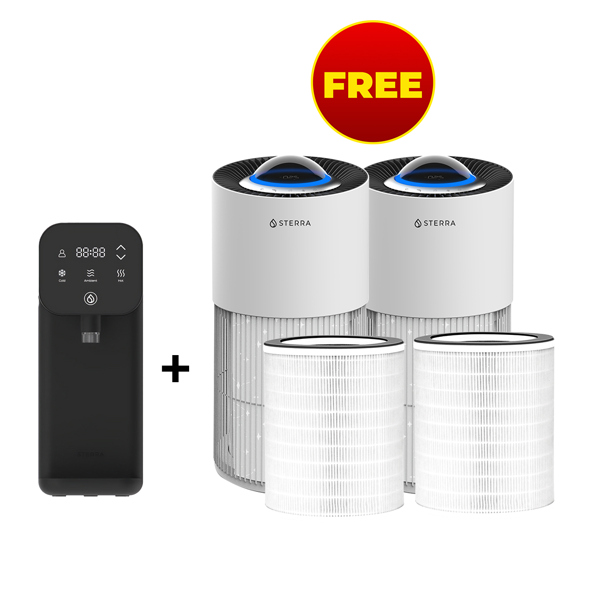 Buy Sterra 8™ Tankless Water Purifier, Get 2 FREE Air Purifiers + 2 FREE Formaldehyde Filters